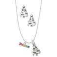 thumbnail image 1 of Delight Jewelry Rainbow Colored ''Peace'' Silver tone Zig Zag Christmas Tree Charm Necklace and Stud Earrings, 1 of 4