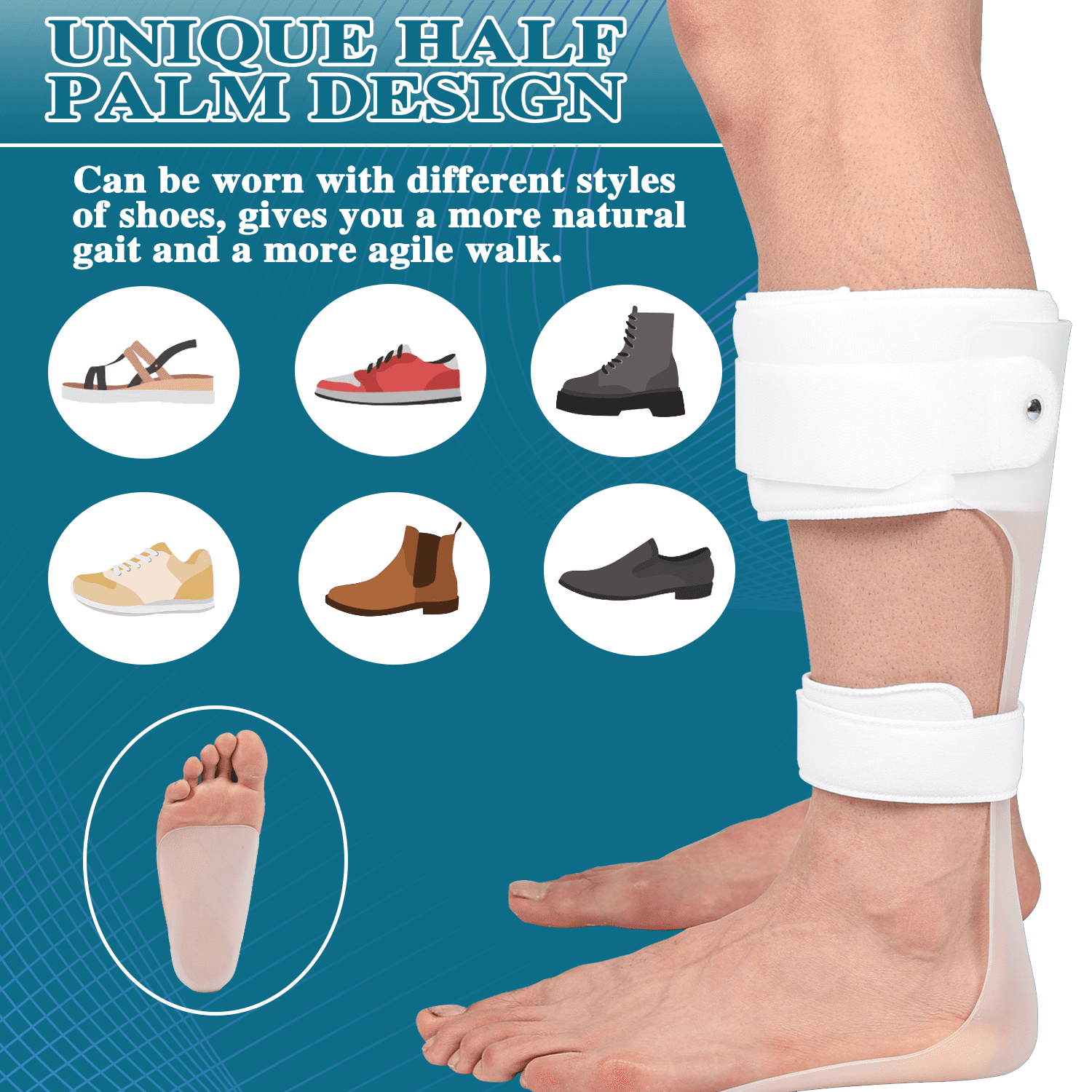 Komzer Ankle Foot Orthosis, Drop Foot Brace for Men and Women with Stroke, MS, Hemiplegia (White, XL/R)