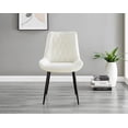 thumbnail image 3 of Furniturebox UK Pesaro Modern Adult Off-White Velvet Dining Side Chairs, Set of 2 (Black Legs), 3 of 6