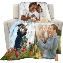 Custom Blanket with Photo Text Personalized Gift, 1-10 Pictures Customized for Mother Father Family, Christmas Halloween Thanksgiving Birthday Wedding Valentine's Day Gift 40''x30''