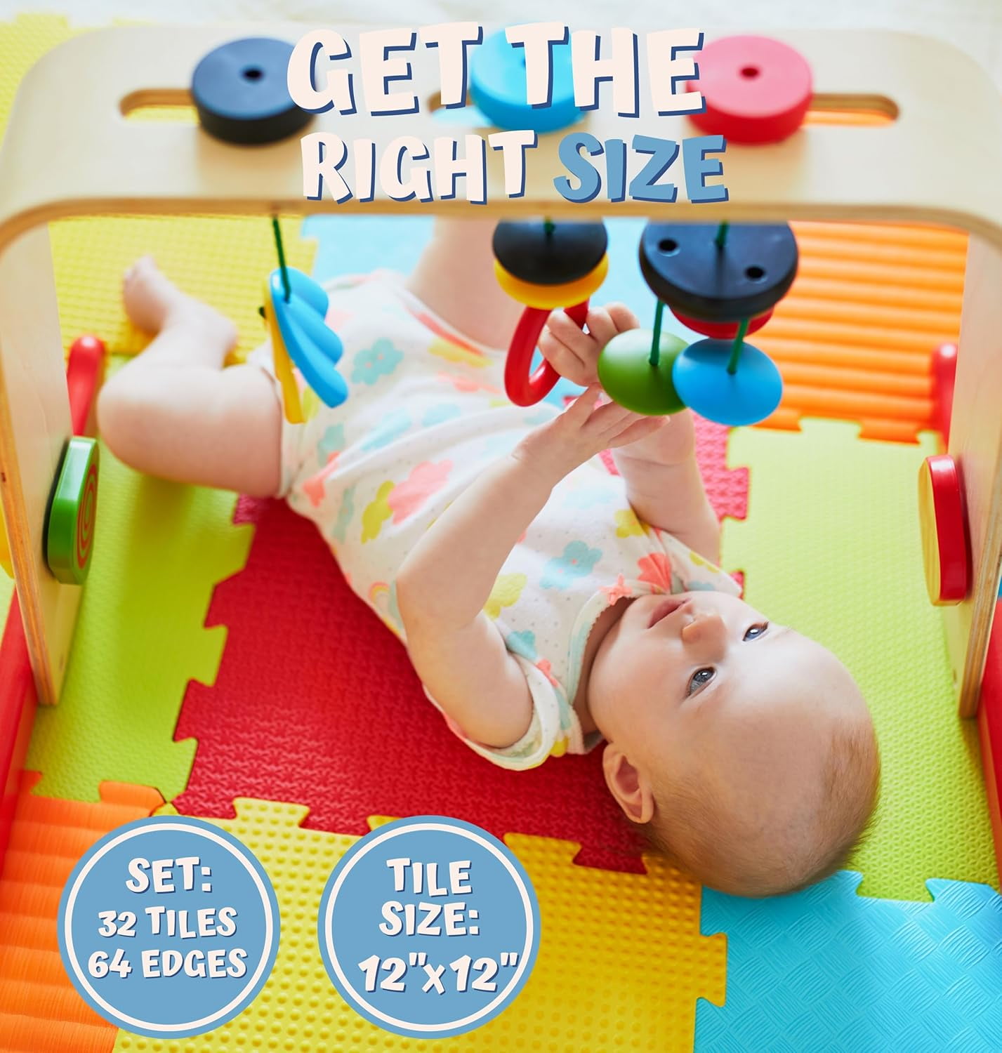 ToyVelt Foam Puzzle Floor Mat for Kids – 32 Tiles MultiColor Interlocking Play Mat