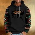 thumbnail image 2 of PuLe Hoodies Men's Hooded Down Sleeved Ethnic Style Printed Loose Hoodie Printed Long-sleeved Top Hoodie, 2 of 5
