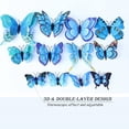 thumbnail image 3 of 3D Butterfly Wall Decor Topboutique Butterflies Decals Removable Butterfly Wall Stickers Double Layer Magnetic Butterfly Stickers for Girls Kids Bedroom and Room Decoration Mural, 24 Pcs Blue, 3 of 9