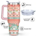 thumbnail image 3 of 40oz Boho Patchwork Tumbler with Handle Lid and Straw,Bohemian Style Colorful Floral Tumblers Gifts for Women Girls Men Adults（Pink）, 3 of 7