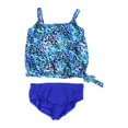 thumbnail image 2 of Tankini de 2 piezas Swim Solutions para mujer con lazo en la cintura azul 20, 2 of 2