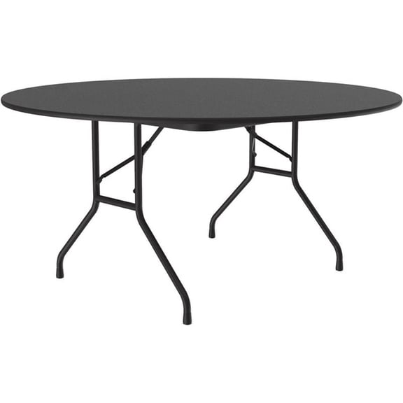 Pemberly Row 60"W x 60"D Melamine Top Folding Table in Black Granite