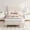 Beige, variant on Queen Size Suede Upholstered Platform Bed - Adjustable Headboard, Wood Slats, No Box Spring