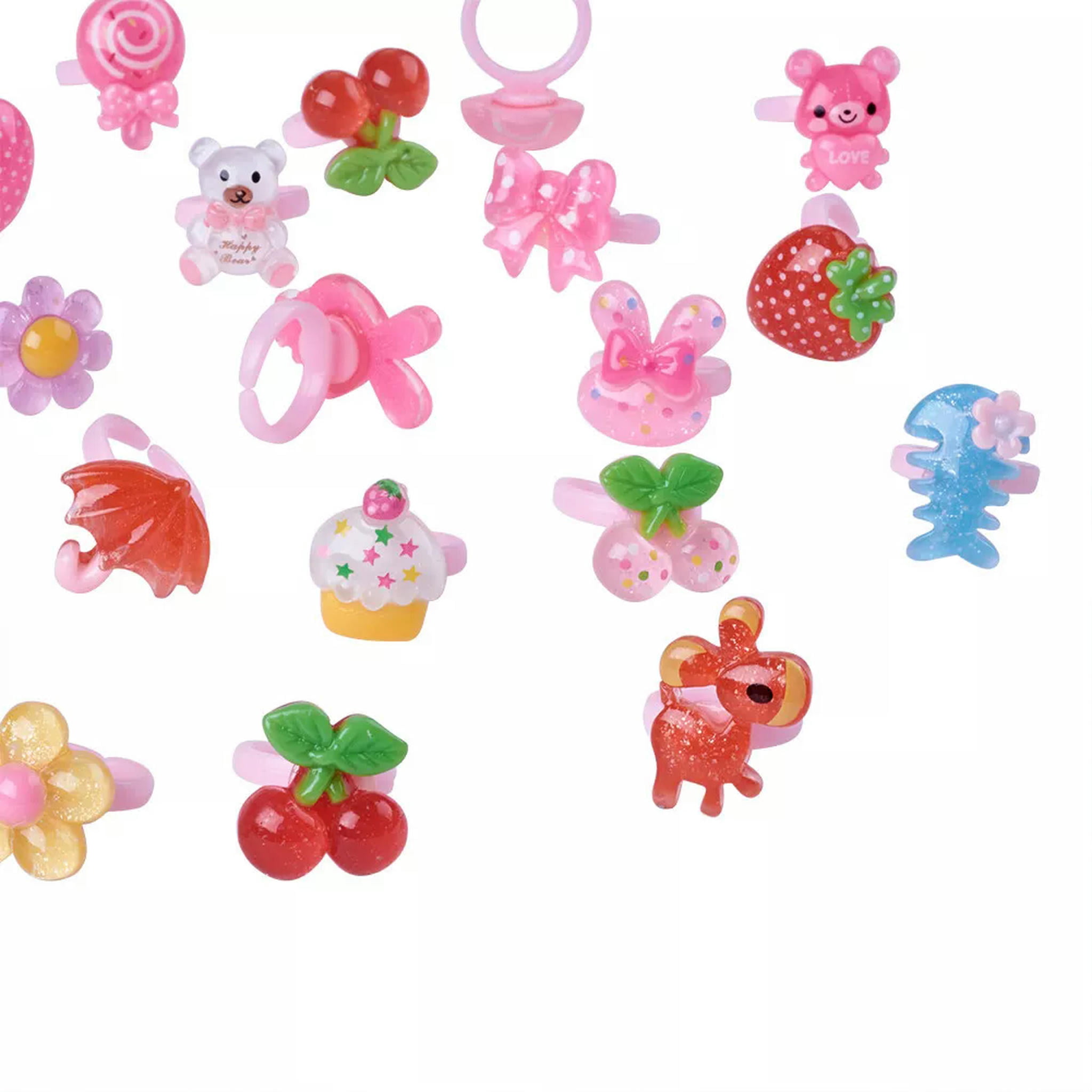 U8MO 100pcs Colorful Cute Jewelry Plastic Kids Rings For Girls DIY Craft Making 14mm