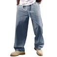 thumbnail image 5 of Men's Striped Relaxed Trousers, Drawstring Elastic Waist Pants, Lightweight Summer Casual Bottoms, 5 of 6