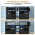thumbnail image 5 of Twin Size Low Loft Bed with 8 Storage Drawers and Bookcase, Metal Loft Bed with LED Lights,with 14" H Safety Guardrail, Under-Bed Play Space, No Box Spring Needed, Black, 5 of 11