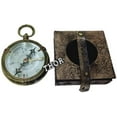 thumbnail image 3 of Brass Push Button Poem Compass Dollond london with Handmade Leather Case, 3 of 5
