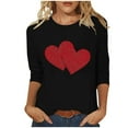 thumbnail image 2 of HaoXianJian Valentine's Day Shirt for Women Glitter Love Heart Printed T-Shirt Top 3/4 Sleeve Tee Crew Neck Casual Blouse Tops Size S-2X, 2 of 4