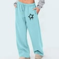 thumbnail image 2 of BiZtdJrK Womens Wide Leg Sweatpants Star Print Drawstring Elastic Waist Running Athletic Pants Baggy Casual Sweat Pant with Pockets Light Blue L, 2 of 6