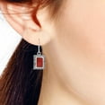 thumbnail image 5 of Synthetic Coral Greek Key Frame Sterling Silver Dangle Earrings, 5 of 5