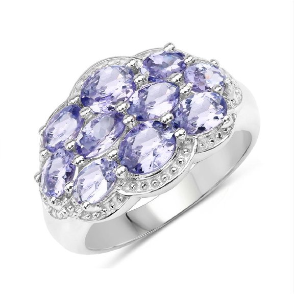Mooneye 2.66 Oval Tanzanite 925 Sterling Silver Cocktail Women Cluster Valentines Day Gifts Ring
