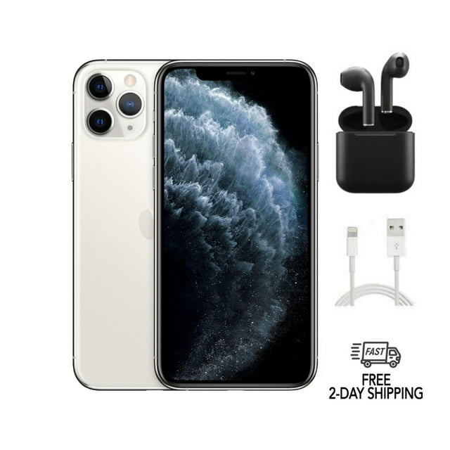 Remis à Neuf Apple iPhone 11 Pro A2160 (Entièrement Déverrouillé) 64 Go Argent avec Écouteurs Sans Fil