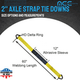 thumbnail image 2 of Mega Cargo Control USA 2” x 60” Axle Tie-Down Straps for Race Car Auto Hauler Tie Down (2-Pack) - WLL: 3333 lbs - Yellow, 2 of 6
