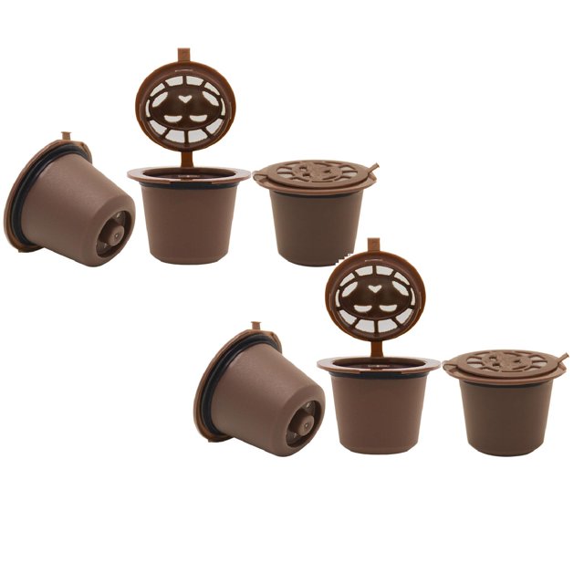 2PCS Reusable Coffee Filter Cup for Espresso Compatible with Nespresso Machines Compact Black Refillable Capsule