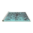 thumbnail image 2 of Ahgly Company Machine Washable Indoor Round Abstract Turquoise Blue Modern Area Rugs, 7' Round, 2 of 4