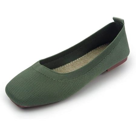 

QWZNDZGR Women Flat Shoes Knitted Lightweight Slip-on Loafers Breathabel Soft Comfortable Ballet Flats