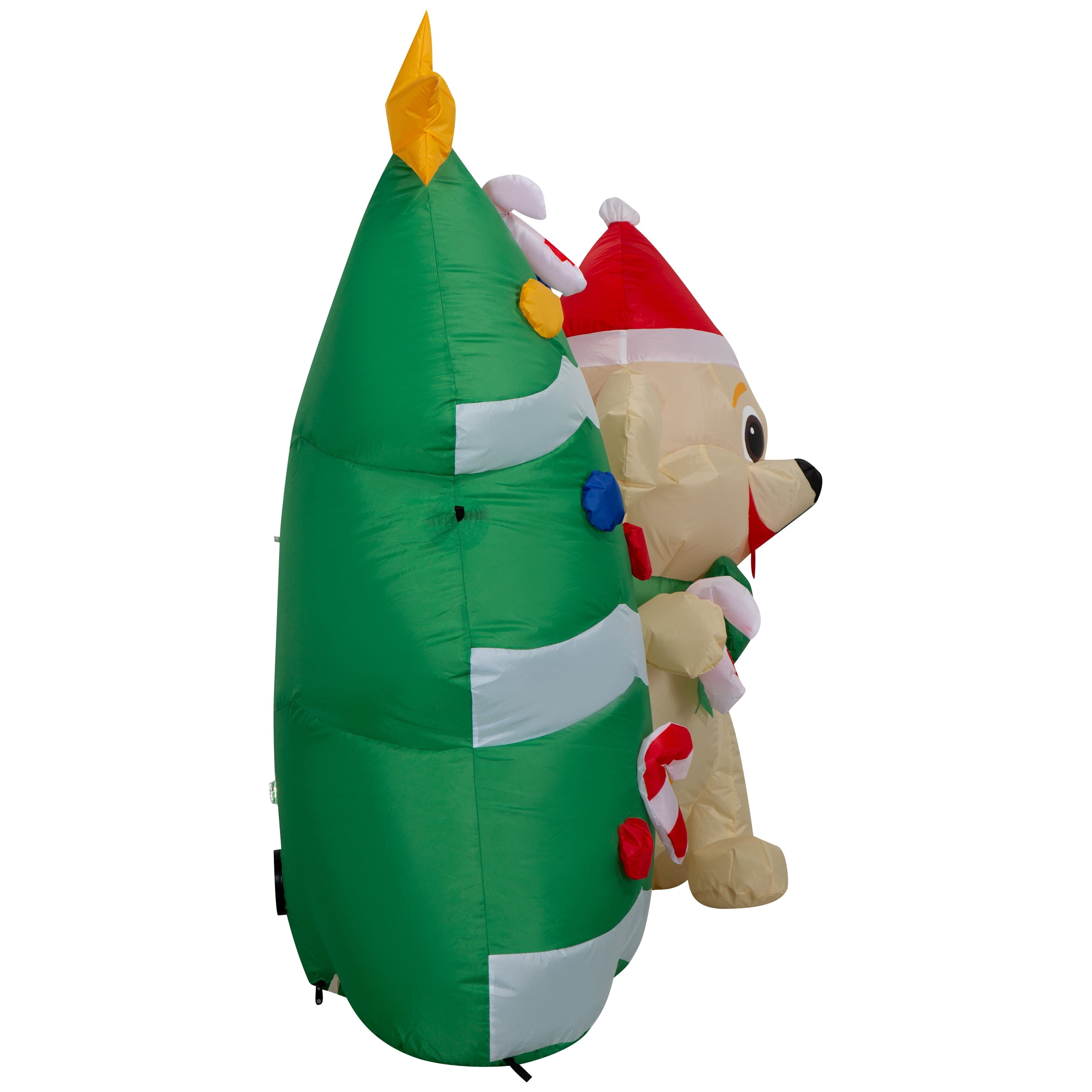 Multicolor Dog with Tree Scene Christmas Airblown Yard Inflatable, 4', by Holiday Time