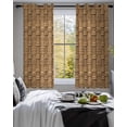 thumbnail image 3 of Vintage Rattan Sheer Curtains 39 Inch Length 2 Panels Set for Living Room/Bedroom, Minimalist Abstract Wicker Texture Brown Kitchen Curtains Grommet Semi-Sheer Curtains Window Treatments 27.5"x39"x2, 3 of 7