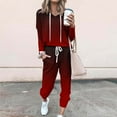 thumbnail image 2 of UAMVSH Jogging Suits for Women Long Sleeve Crew Neck Hoodie Tops with Jogger Pants Trendy Gradient Color 2 Piece Sweatsuit Sets(X-Large,Red 1), 2 of 5