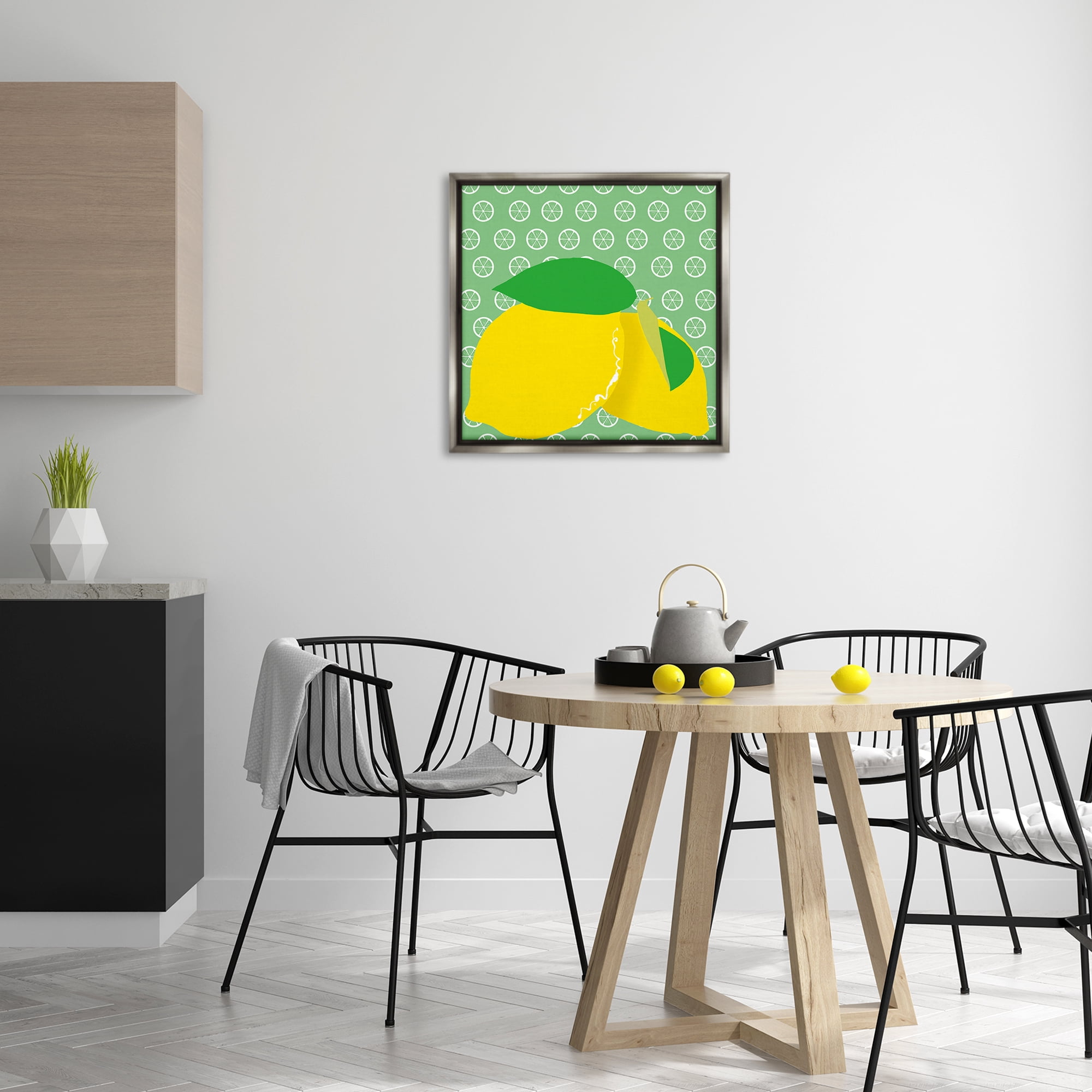 Stupell Industries Bright Lemon Fruit Food & Beverage Painting Gray Floater Framed Canvas Art Print Wall Art, 25 x 25