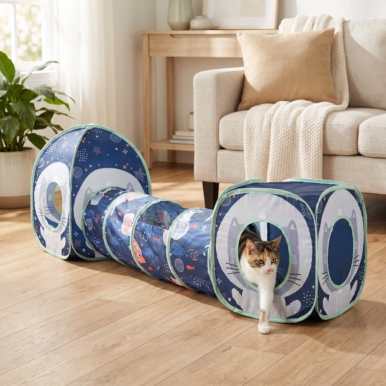 Vibrant Life 3-Piece Collapsible Cat Play Combo, Blue - Walmart.com