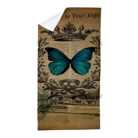 CafePress - Vintage Paris Eiffel Tower Butterfly Jubilee Beach - Large Beach Towel, Soft 30"x60" Towel with Unique Design