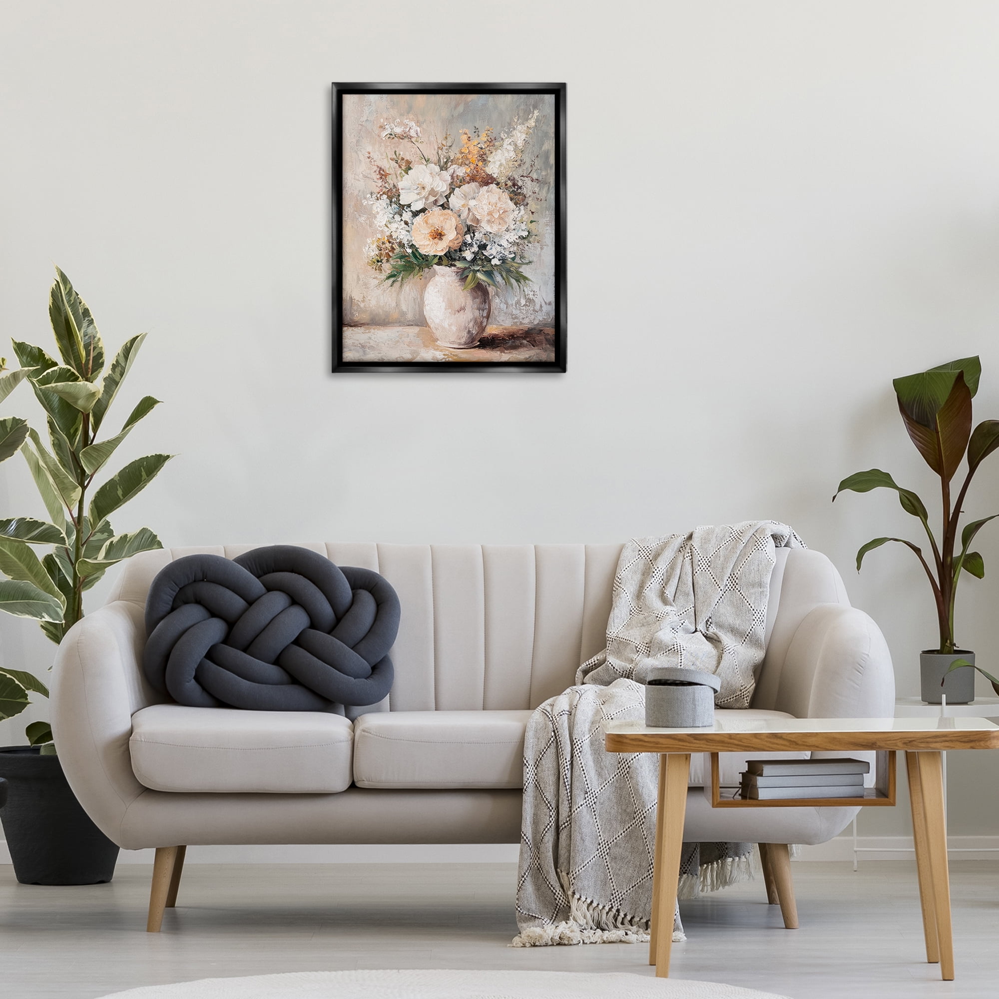 Stupell Industries Bouquet of Wildflowers Plants & Flowers Painting Black Floater Framed Canvas Art Print Wall Art, 25 x 31