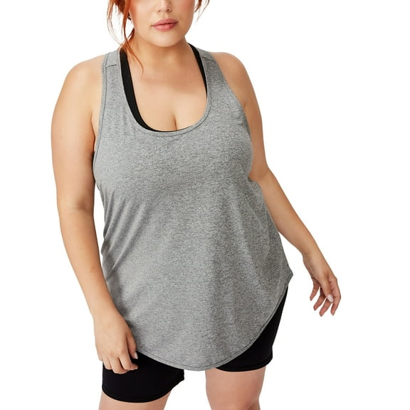 Trendy Plus Size Active Training Tank Top Salt And Pepper 18W