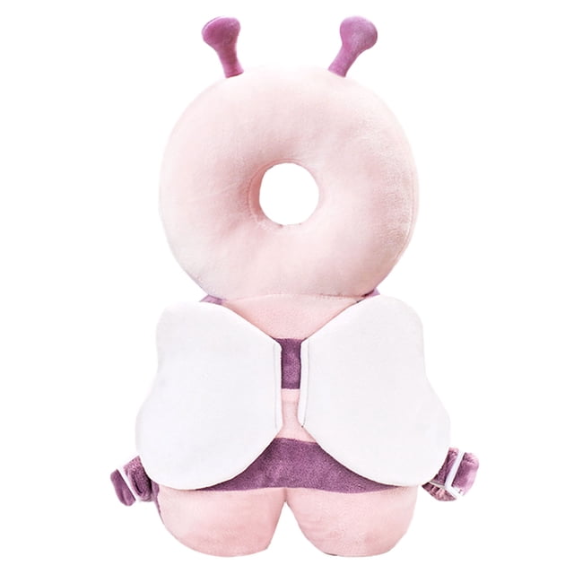 Almohada protectora para la cabeza del bebé, alta seguridad, a prueba de golpes, transpirable, cómoda, reposacabezas para niños pequeños, para el hogar, cinturón horizontal de abeja rosa