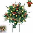 thumbnail image 1 of 1 Pce Remplisseur de Jardinière de Noël avec Lumières, Jardinière Pré-Éclairée Arbre de Noël Artificiel Éclairé, Arbres de Pin de Noël Pré-Éclairés avec Cônes, Baies Dorées et Rouges, Piquet Trépied et Lumières LED, 1 of 8