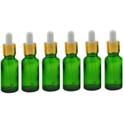6 Pcs Green Glass Bottles with Dropper Pipettes Empty Silicone Bulb Aromatherapy Bottle Refillable Container Perfume Makeup Essential Oil Bottle 30ML