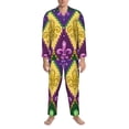 thumbnail image 3 of Salouo Mardi Gras4 Print Button-Front Long Sleeve Pajama Set for Men, Soft 2Pjs Men's Long Sleeve Sleepwear-Large, 3 of 7