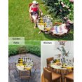 thumbnail image 6 of Fitted Round Tablecloths Table Covers 55-60in,Gnome with Daisy Flower Honey Bee Waterproof Elastic Edged Table Cloth for Kitchen Dining Holiday Party Tables Decor,Black and White Lattice Linen, 6 of 6