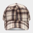 thumbnail image 2 of Garbnen Unisex Fall Winter Vintage Plaid Baseball Cap, Curved Brim Adjustable Back Strap Dad Hat, Soft Thick Fabric Daily Outdoor Hat For Women Men Beige, 2 of 9