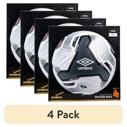 (4 pack) Umbro Disruptor Size 4 Soccer Ball for Ages 8-12 Years Old, FIFA Basic Approved