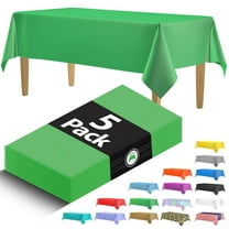 5 Pack Premium Green Plastic Tablecloth - 108 x 54 in. Disposable Rectangle Plastic Table Cloth - Decorative Rectangle Table Cover Smooth Tablecloth - Disposable Table Cloths For Parties, Weddings.