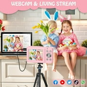 Digital Camera FHD 1080P 44MP Kids Camera Video Camera with 16X Digital Zoom Portable Compact Digital Cameras for Kids Teens Seniors with 32GB Card(Pink)
