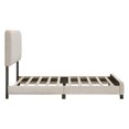 thumbnail image 6 of Full Size Upholstered Platform Bed, Velvet Fabric Bed with Vertical Channel Tufted Headboard, Solid Wood Bed Frame with Slats Support, No Box Spring Needed, Beige, 6 of 8