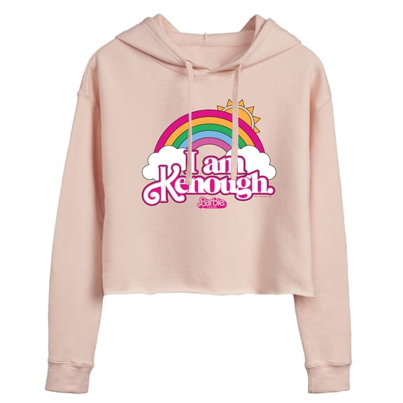 Barbie The Movie - I Am Kenough Rainbow Clouds - Juniors Cropped Pullover Hoodie