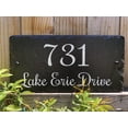 thumbnail image 2 of Beautifully Handcrafted and Customizable Slate Home Address Plaque in White on Black Slate by Sassy Squirrel Ink, 2 of 7