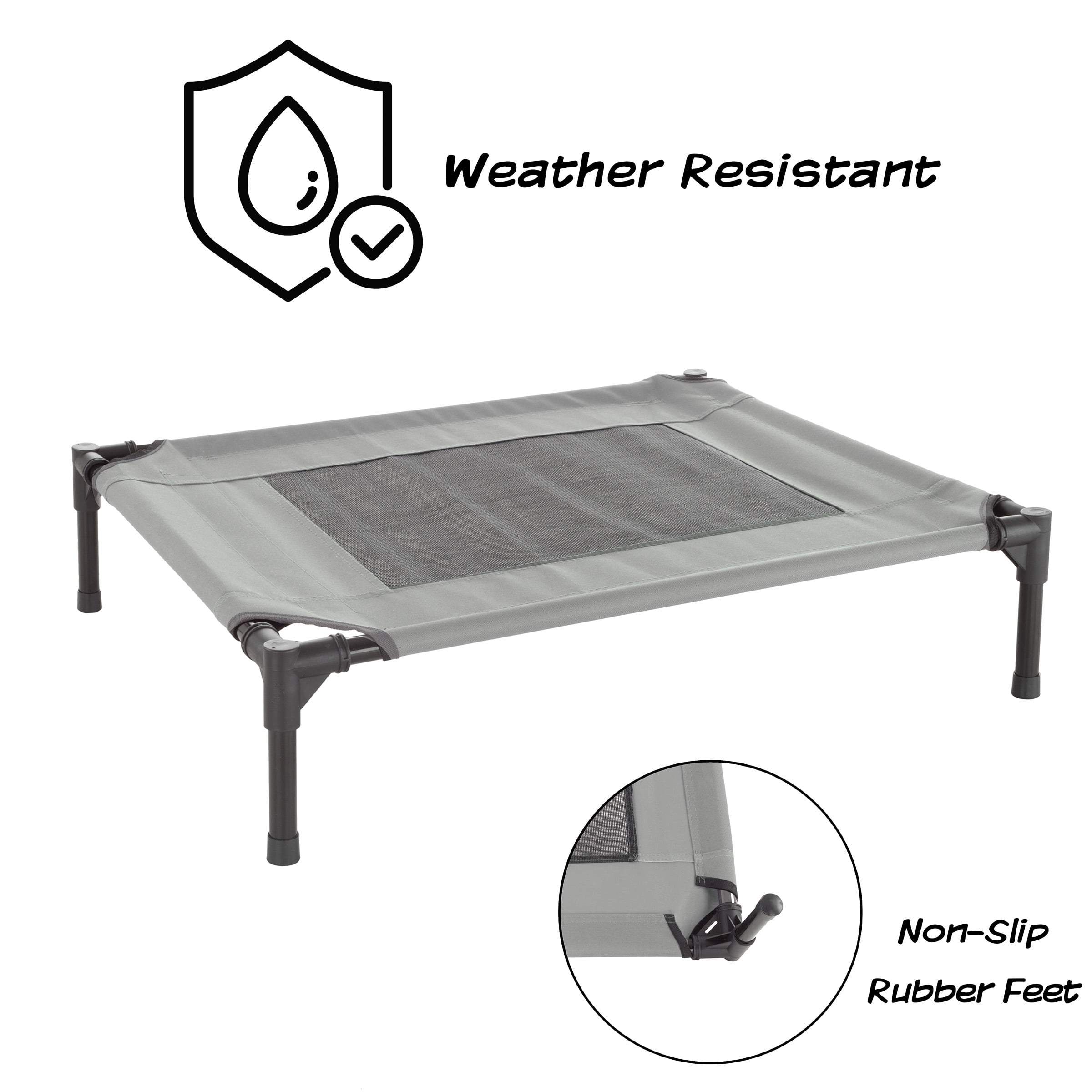 PETMAKER 30x24 Indoor/Outdoor Elevated Dog Bed for Pets up to 50lbs, Gray