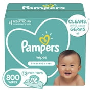 Pampers Baby Wipes, Fragrance Free, 10X Pop-Top 800 Count