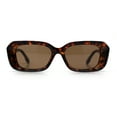 thumbnail image 3 of Womens Beveled Thick Plastic Narrow Rectangle Mod Fashion Sunglasses Tortoise - Brown, 3 of 8