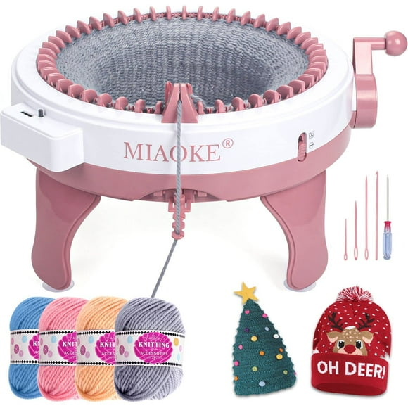Knitting Machine, Smart Weaver Knitting Round Loom, Knitting Board Rotating Double Knit Loom, Needles Knitting Machine Weaving Loom Kit for Adults and Kids (48 Needles)