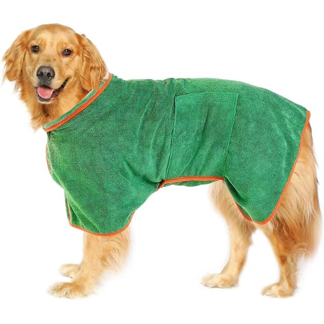 Albornoz para Perros - Albornoz para Perros Pequeños, Medianos y Grandes, para Perros y Gatos, con Súper Absorbente para Secado Rápido (Verde M)