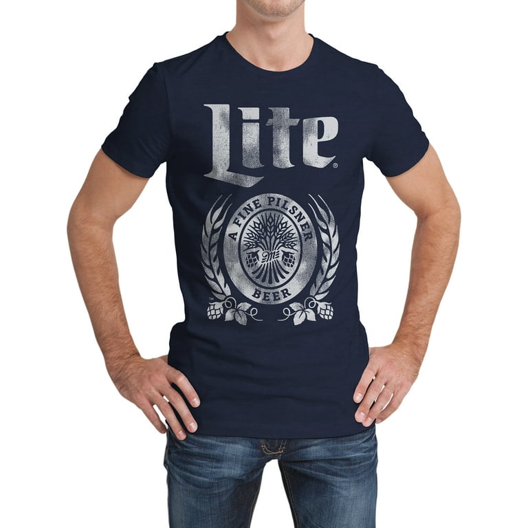 Miller Lite Shirt Adult Mens Small Gray Short Sleeve Beer Lager